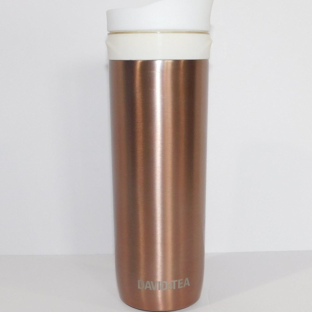 Davids Tea Rose Gold White Tea Press Metal Travel Tumbler Mug